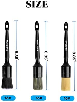 MVEQRRN 3PCS Car Detailing Brush Set, Boars Hair & Soft Auto Brushes - Image 2