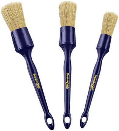 YeewayVeh 3PCS Car Detailing Brush Set, Boars Hair Bristles Brushes, Indigo by YeewayVeh