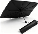 1 PC Foldable Car Windshield Sun Shade, Umbrella-style Retractable Sunshade with Silver Coated Fabric, Universal for Most Cars, Trucks, SUVs (Silver) by Unknown