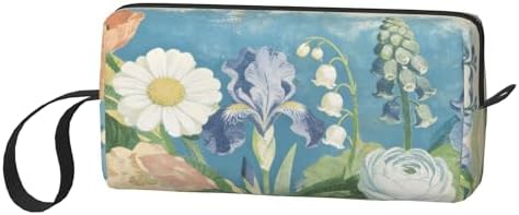 Vintage Floral Garden Makeup Bag for Women with Wrist Strap | Durable 600D Oxford Fabric Cosmetic Organizer,Compact Travel Pouch with Handle for Gym & Daily Use - Image 2