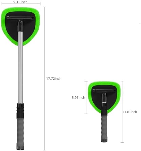 desin Windshield Cleaning Tool, Car Window Cleaner Windshield Cleaner with 4 Reusable and Washable Microfiber Pads and Extendable Handle Auto Inside Glass Wiper Kit (Green) - Image 2