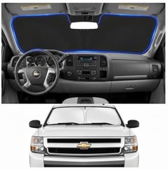 for 2007-2013 Chevy/Chevrolet Silverado 1500 Windshield Sun Shade - Front Foldable Windshield Sunshade Cover Custom Fit Silverado 1500 Accessories Sun Visor Protector Blocks UV Rays by Unknown