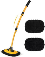 HIPPIH 15° Curved Car Wash Brush with Long Handle, 2 Scratch-Free Mop Heads by HIPPIH