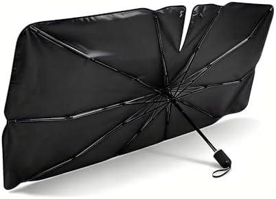 Upgraded Car Windshield Sun Shade Umbrella, Foldable Car Umbrella Sunshade, Sun Protection & Heat Insulation Windshield Sunshades, 90% UV Resistant Front Window Cover, for Most Vehicles (#01) by Unknown
