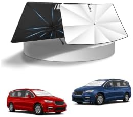 KUST Windshield Sun Shade Umbrella for 【2017-2026 Chrysler Pacifica (Minivan)】 | Custom Fit Titanium Silver Windshield Sunshade | with Bendable Handle | Blocks Heat & UV Scratch Resistant by KUST