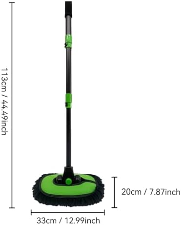 43'' Car Wash Brush with Long Handle Chenille Microfiber Car Wash Kit Mitt Retractable Bent Pole Car Wash Mop for Cars RV Truck Boat (Green-1) - Image 2