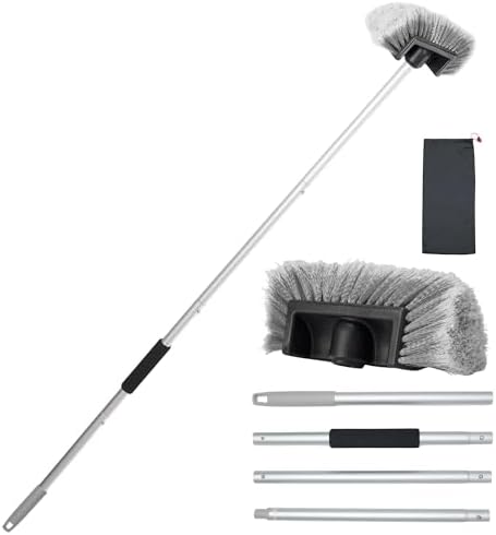 Car Wash Brush with Long Handle, 60'' Soft Bristle Cleaning Brush, Car Cleaning Brushes, Carwash Brushes for SUV, RV, Boat, Truck, House Siding, Sweep Snow, Gray by WESBRITECLEAN