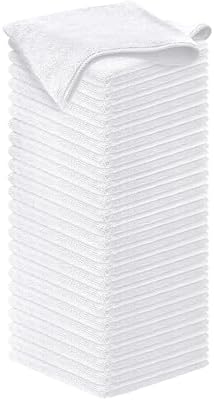 USANOOKS Microfiber Cleaning Cloth - White - 50Pcs (12.5x12.5 inch) High Performance - 1200 Washes, Ultra Absorbent Car Towel Traps Grime & Liquid for Streak-Free Mirror Shine - Car Washing Cloth by USANOOKS