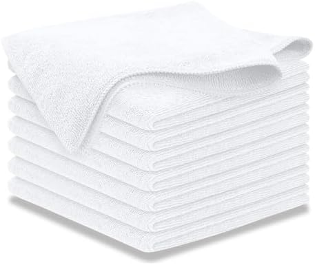 USANOOKS Microfiber Cleaning Cloth - White - 8Pcs (12.5x12.5 inch) High Performance - 1200 Washes, Ultra Absorbent Car Towel Traps Grime & Liquid for Streak-Free Mirror Shine - Car Washing Cloth by USANOOKS