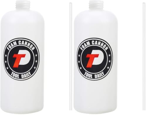 Tool Daily Foam Cannon Bottle with Straw, Replacement Foam Spray Bottle for Car Wash, 1 Liter (Pack of 2) by ToolDaily