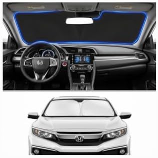 Car Sun Shade for 2016-2021 Honda Civic Accessories Windshield Sunshade Cover Front Window Shade Custom Fit Civic Sun Visor Protector Foldable Blocks UV Rays by Unknown