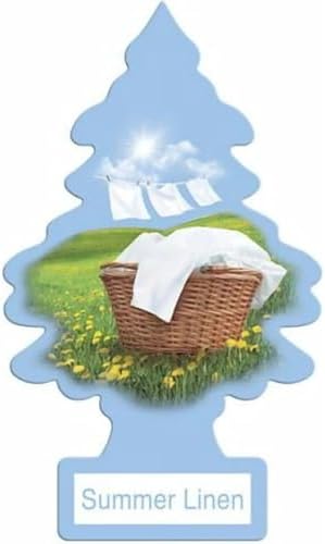 Little Trees Cardboard Hanging Car, Home & Office Air Freshener, Summer Linen (Pack of 12) by LITTLETREES