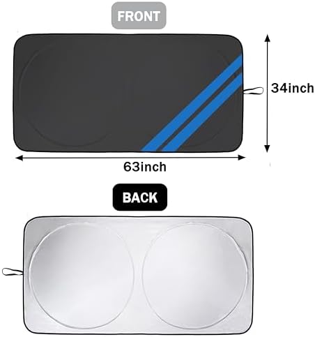 Front Windshield Sun Shade Fit for Dodge Charger Challenger Durango Journey Universal Fit to All Dodge Cars Foldable Sun Visor Protector Custom Fit Dodge Window Sunhade (Black Blue) - Image 6