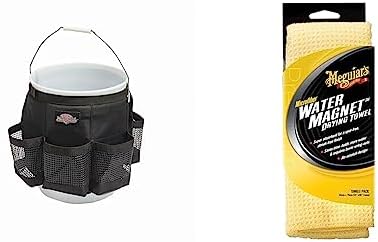 Bucket Boss Auto Wash Organizer for 5 Gallon Bucket - Fast-Drying, Black, AB30060 & Meguiar's Water Magnet Microfiber Premium Car Drying Towel - Super Plush by BucketBoss
