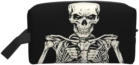 Gothic Skull Makeup Bag - Durable 600D Oxford Fabric Travel Cosmetic Bag, Shockproof Foam Padded Toiletry Organizer for Gym & Daily Use 10x6.2x4.9 Inch by OLUSENMO