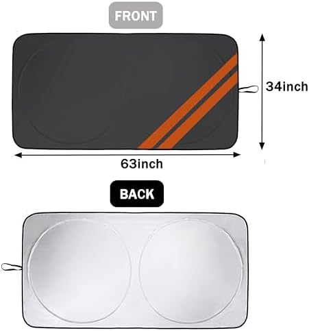 Front Windshield Sun Shade Fit for Dodge Charger Challenger Durango Journey Universal Fit to All Dodge Cars Foldable Sun Visor Protector Custom Fit Dodge Window Sunhade (Black Orange) - Image 6