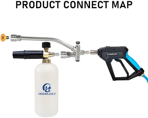 Hourleey Foam Cannon Dual-Connector Accessory, Pressure Washer Double Tip Attachment for Soap Cannon with 5 Power Washer Sprayer Nozzles, 1/4" Quick Connect, 4000 PSI - Image 4