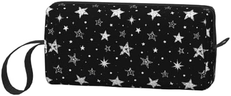 Cute Doodle Stars Makeup Bag for Women with Wrist Strap | Durable 600D Oxford Fabric, Impact-Resistant & Compact, Travel Cosmetic & Makeup Organizer for Gym & Daily Use - Image 2