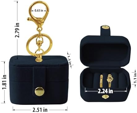 Small Wedding Ring Bearer Pillow Box for Dog Collar, Velvet Travel Mini Jewelry Holder Pouch Bridesmaid Gifts, Multi-Slots Earrings Storage Case for Women Girls, Pocket Size Necklaces Organizer(Navy) - Image 3