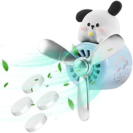 Car Air Fresheners Cute Cartoon White Puppy Pilot Car Diffuser Rotating Propeller Automotive Air Outlet Fan Creative Car Perfume Decoration Funny Car Interior Accessories by Jimtyee