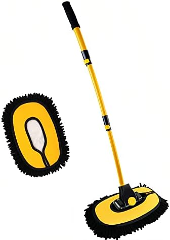 MVEQRRN 15°Curved Chenille Car Wash Brush Mop with Long Handle(Yellow) by MVEQRRNcardetailbrushset
