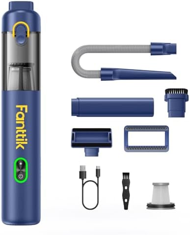 Fanttik V8 Mate Upgraded Cordless Car Vacuum, Portable Mini Vacuum with 13000pa Suction Power, 2 Suction Modes, Type-C Charge, Handheld Vacuum for Car, Small Tasks, Keyboards, Office Desk (Blue) by FANTTIK%C2%AE