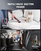Fanttik Slim V8 APEX Cordless Car Vacuum & Air Duster, 4-in-1 Portable Mini Vacuum with 19000pa Suction Power for Pet Hair, Type-C Charge, One-Touch Empty for Car, Office Desk, Keyboards (Red) - Image 2