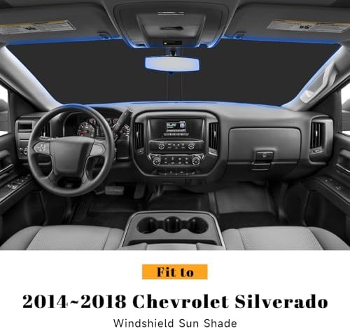 Car Windshield Sun Shade for Chevy 2014-2018 Silverado 1500 & for GMC 2014-2018 Sierra 1500 Accessories (OEM Design) Reflective Foldable Heat Insulation Sunshade for Ultimate Protection - Image 2