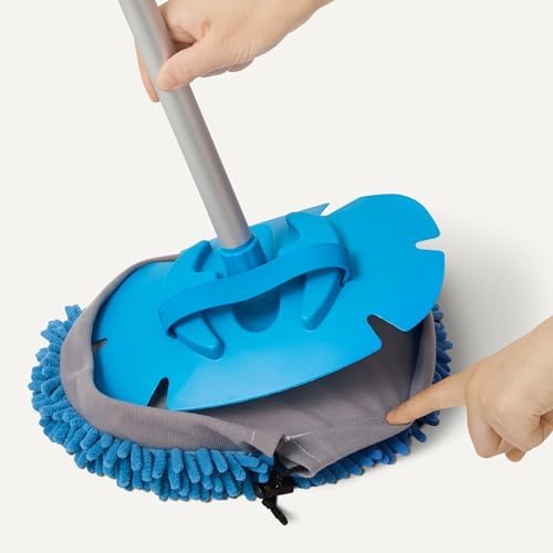 Amazon Basics Car Wash Brush with Long Handle, Scratch-Free Microfiber Mop Mitt, Swivel Head, Detachable Head, Extends to 62 inches with 4 Poles, for Car RV Truck, Blue, 62 inches (Pack of 10) - Image 3