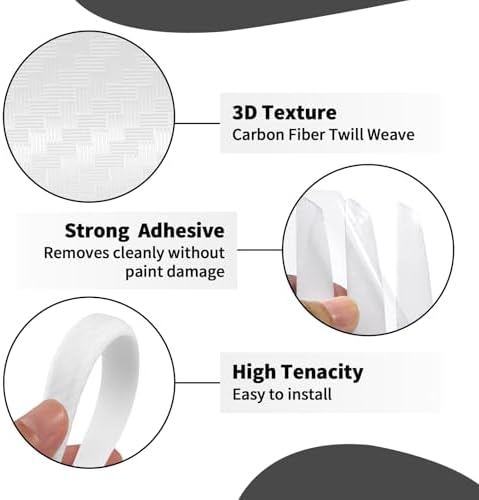 6 Inch 4Pcs 3D Carbon Fiber Texture Car Door Edge Protector Trim Strip Anti-Scratch and Anti-Collision Side Door Protectors Vehicle Exterior Accessories Sticker White - Image 3