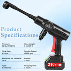 Cordless Pressure Washer, 120Bar/1700PSI Battery Power Washer Gun with 6-Nozzle & 2*3.0Ah Battery, Portable Car Washing Kit, High Pressure Jet Wash for Patio, Driveway, Pet, Garden, and Home Cleaning - Image 7