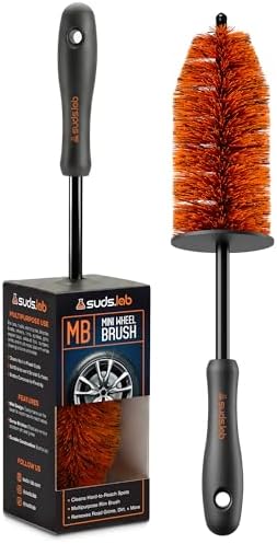 Suds Lab Mini Wheel Cleaning Brush, Multipurpose Rim Brush, Dense Bristles by SudsLab