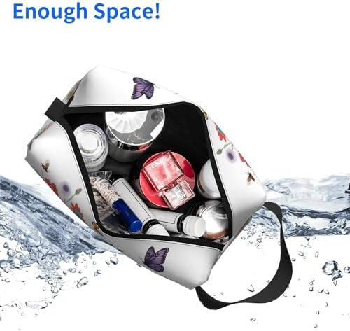 Floral Cat Silhouette Makeup Bag - Durable 600D Oxford Fabric Travel Cosmetic Bag, Shockproof Foam Padded Toiletry Organizer for Gym & Daily Use 10x6.2x4.9 Inch - Image 5