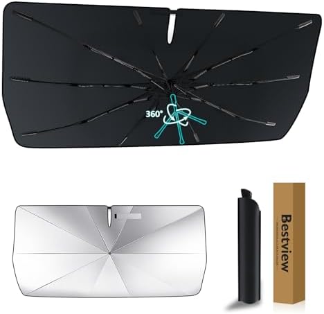 Bestview Windshield Sun Shade Umbrella for 2012-2017 Toyota Camry,Custom Fit Front Window Sunshade Sun Visor Blocks UV Rays & Keeps Your Vehicle Cool, 360° Rotation Bendable Shaft by BESTVIEW