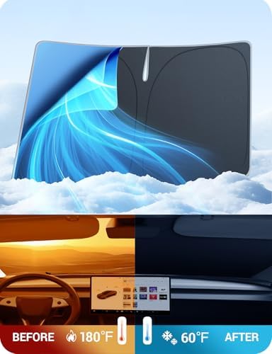 BASENOR Windshield Sunshade for 2026-2017 Tesla Model Y Model Y L Model 3 - Image 2