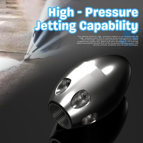 3/8" Internal Thread Jetter Nozzle for Power Washer, High Pressure Cleaning Pipe Spray Nozzle for Pressure Washer Portable Steel Drain Sewer Jetter Kit for Home - Image 3
