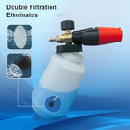 Adjustable Foam Canon for Pressure Washer, Pressure Washer Foam Cannon, 1/4 Inch Quick Connect, 1L (34 oz) Bottle, 5 Spray Nozzle Tips for Car Wash - Image 3