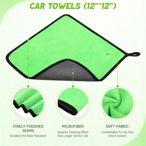 16 Pcs Windshield Cleaner Tool, Car Cleaning Kit with Various Detailing Brushes Set Spray Bottle Cleaner Towel Cleaning Gel Accessories Car Interior Detailing Kit for Windows Vents(Green) - Image 6