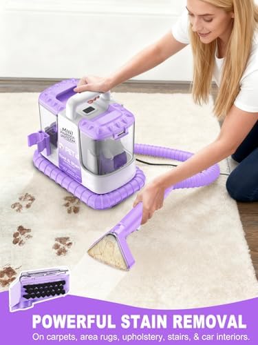 Portable Carpet & Upholstery Cleaner Machine for Pets, Deep Stain Remover with Powerful Suction, Spot Cleaner for Couch, Sofa, Rug, Car Interior & Pet Messes, Dual Tank Portable Carpet Cleaner - Image 2