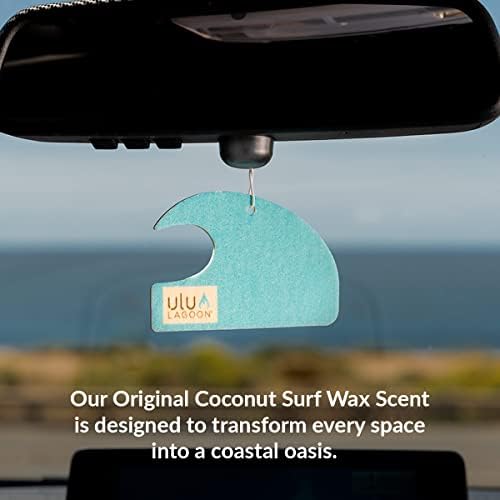 ulu Lagoon Hanging Car Air Freshener | Tropical Beach Coconut Surf Wax Scent Mini Wave | Long Lasting Car Freshener, Closet and Beyond | Made In USA | 3 Pack (Blue) - Image 2