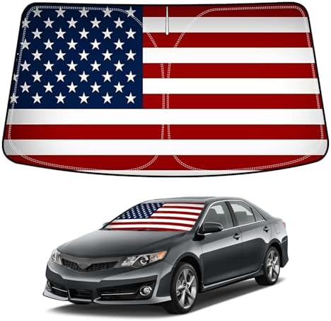 Bestview American Flag Windshield Sunshade for 2012-2017 Toyota Camry,Custom Fit Foldable Front Window Sunshade Sun Visor Accessories Protector Block UV Rays Heat, Keep Your Car Cooler by BESTVIEW