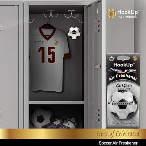 Soccer Car Air Freshener by HookUp - 4 Pack - Black Gold Scent (Extra Strong) | Unique Soccer Gift for Players, Coach, Fans | Hanging Car Accessory with Long Lasting Fresheners Smell - Image 6
