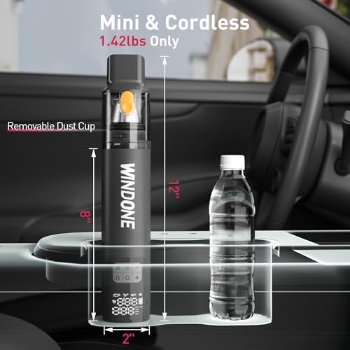 Windone Car Vacuum, 12000Pa 2-in-1 Cleaner & Tire Inflator 150PSI - Image 2