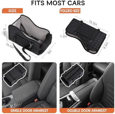 TKYZ Center Console Dog Car Seat for Small Dogs,for Car/SUV/Small Truck | Soft Pillow,Double fixation,PU Leather Easy To Clean,Pet Booster with Safety Belt,Puppy Car Seat for Small Dogs 0-11 lbs - Image 6