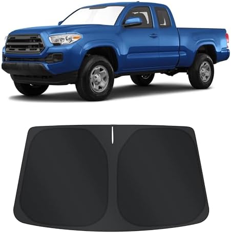 TINGLU Sun Shade for Toyota Tacoma 2016-2024 2025 2026 Accessories Windshield Sun Shade Window Shade UV Rays Protection Sun Visor Cover with Steering Wheel Sunshade Storage Bag by TINGLU