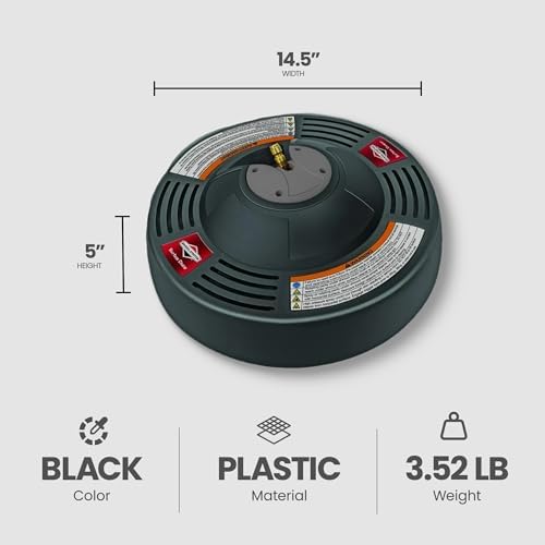 Briggs & Stratton 14 inch Rotating Surface Cleaner for Gas Pressure Washers with Quick Connect Wands and Dome Shape Cover, Black - Image 3