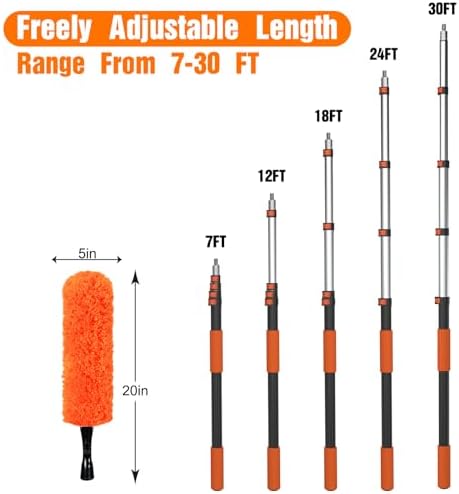 LAANPOLE 36FT Reach Ceiling Fan Cleaner Duster, Fan Blade Cleaner Kit with 7-30FT Extension Pole, Microfiber Duster & Replaceable Cleaning Cloth for Blades, Ceiling, Furniture - Image 4