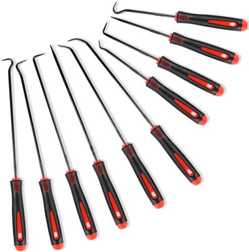 Rindion 10PCS Pick Set Mechanic, Hook and Pick Tool Set with Non-Slip Grip, Long & Mini Automotive Pick Set for O-Ring, Seal & Gasket Removal, Car Repair, Mechanical and DIY Use(Red) - Image 4