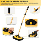 43'' Car Wash Brush with Long Handle Chenille Microfiber Car Wash Kit Mitt Retractable Bent Pole Car Wash Mop for Cars RV Truck Boat (yellow-01) - Image 2