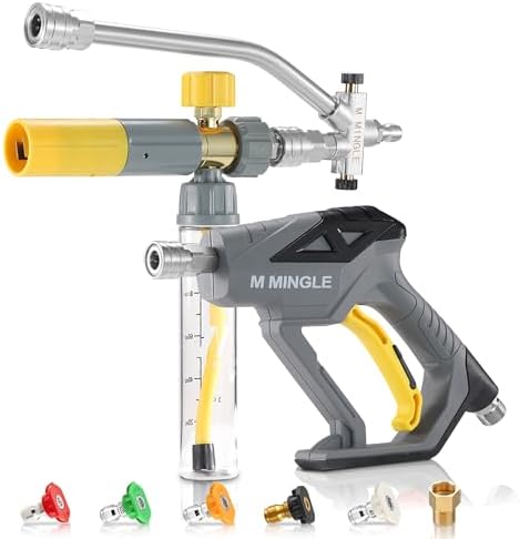 M MINGLE Pressure Washer Gun with Mini Undiluted Foam Cannon, 1/4" QC by MMINGLE